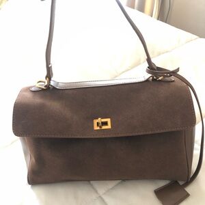 Brown faux suede crossbody/ shoulder bag